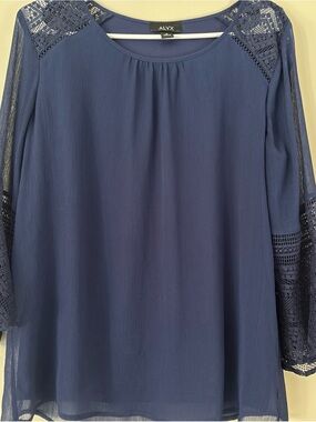 ALYX Navy Lace-Trim Chiffon Blouse
